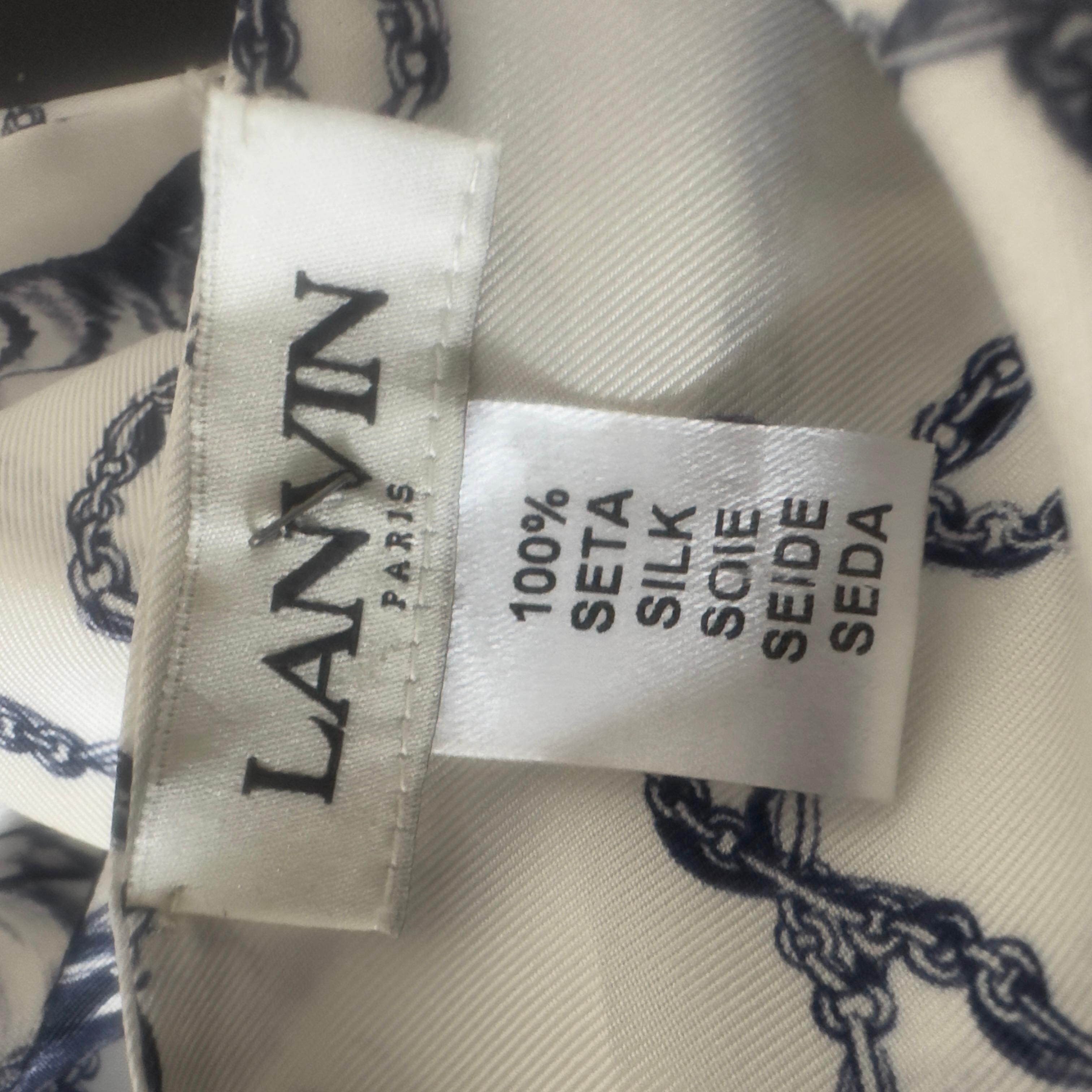 Lanvin Pañuelo de Seda con Estampado de Gato y Cadenas sobre Base Marfil, nuevo en venta 7