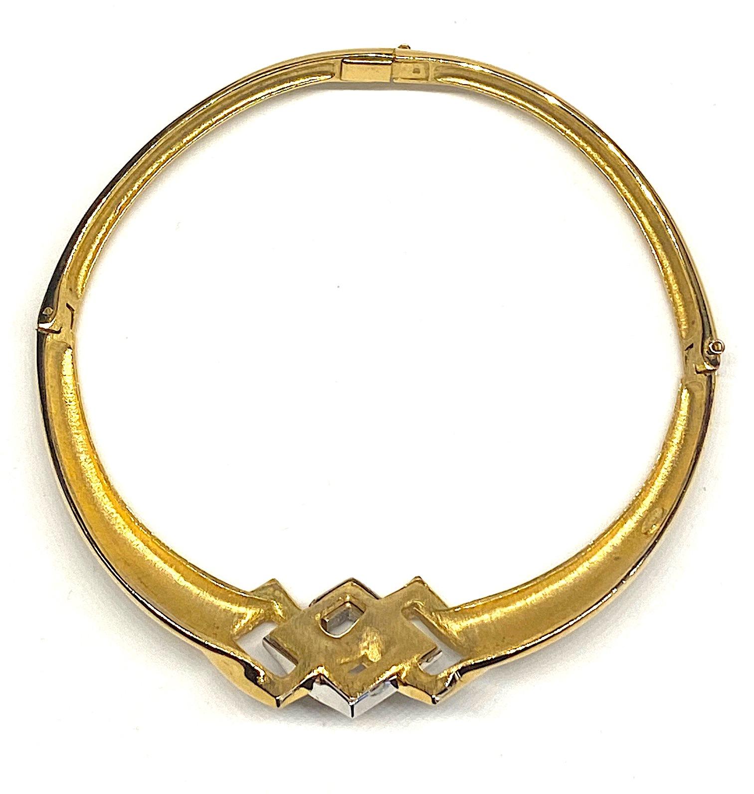 Lanvin France Gold & Rhinestone 1970s Collar Necklace 6