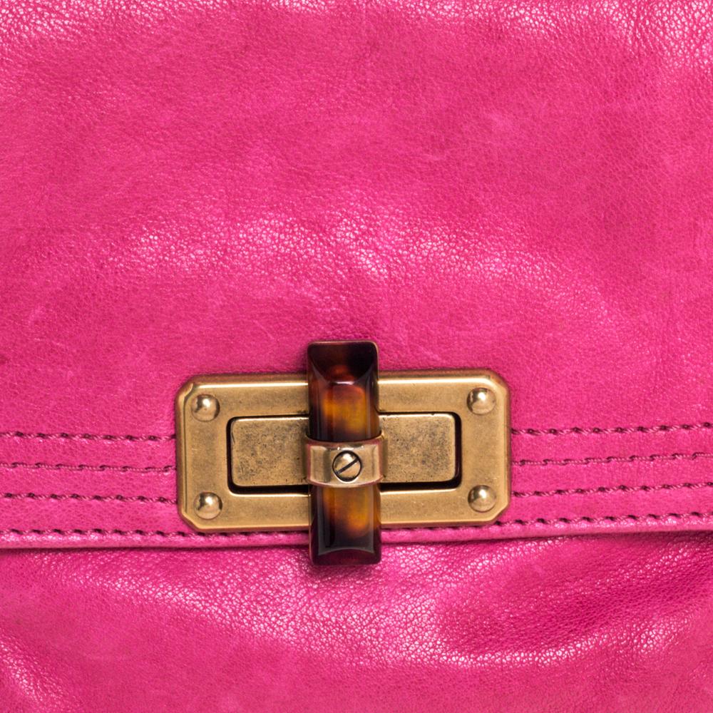 Lanvin Fuchsia Leather Mini Happy Crossbody Bag 1