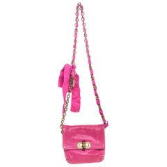 Lanvin Fuchsiafarbene Mini Happy Crossbody Tasche aus Leder