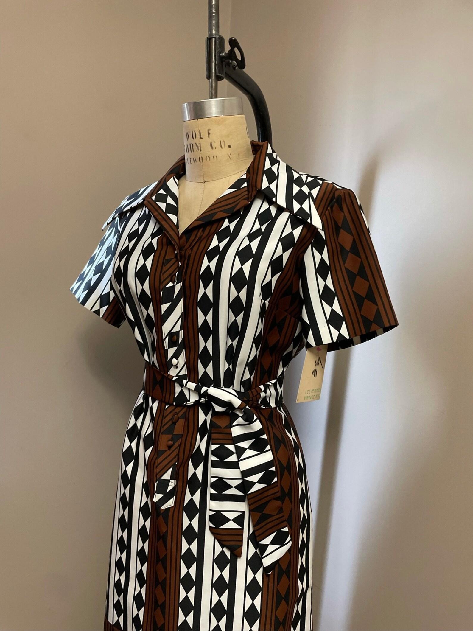 Women's Lanvin Geometric Print Dress, Circa 1970s For Sale