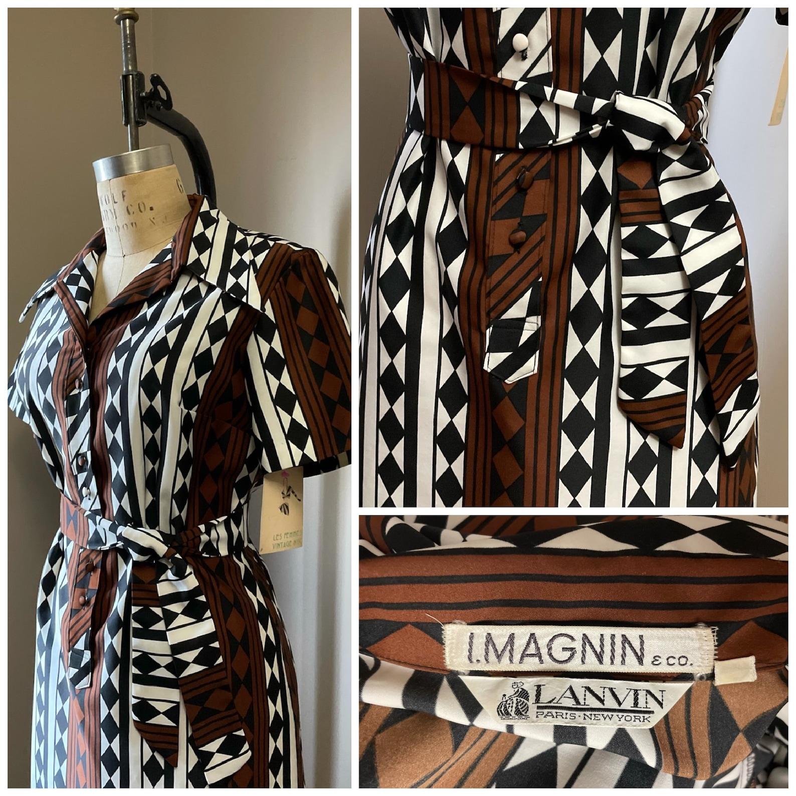 Lanvin Vestido Estampado Geométrico, Circa 1970s en venta 4