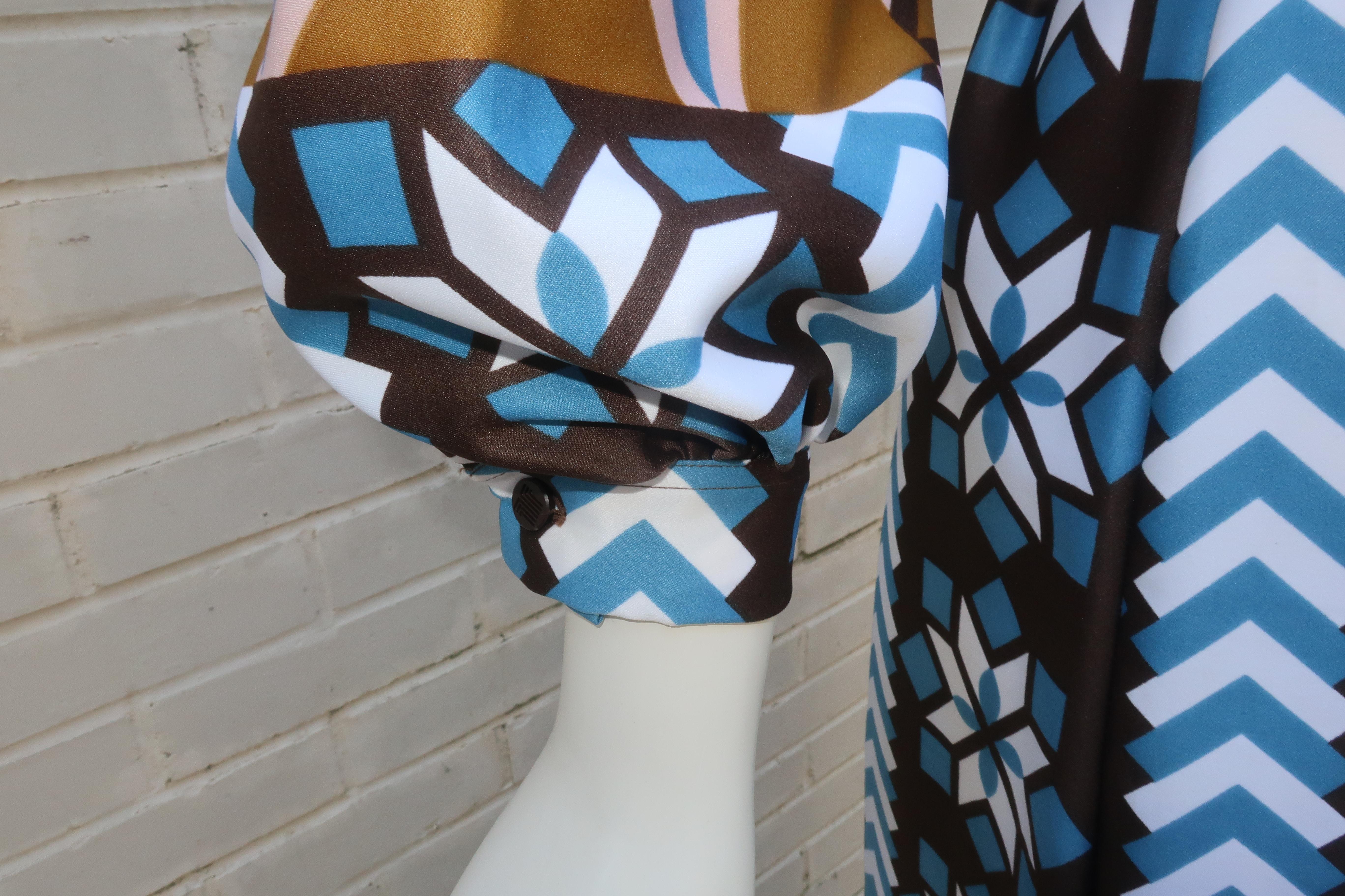 Lanvin Geometric Print Maxi Shirt Dress, 1970's 6