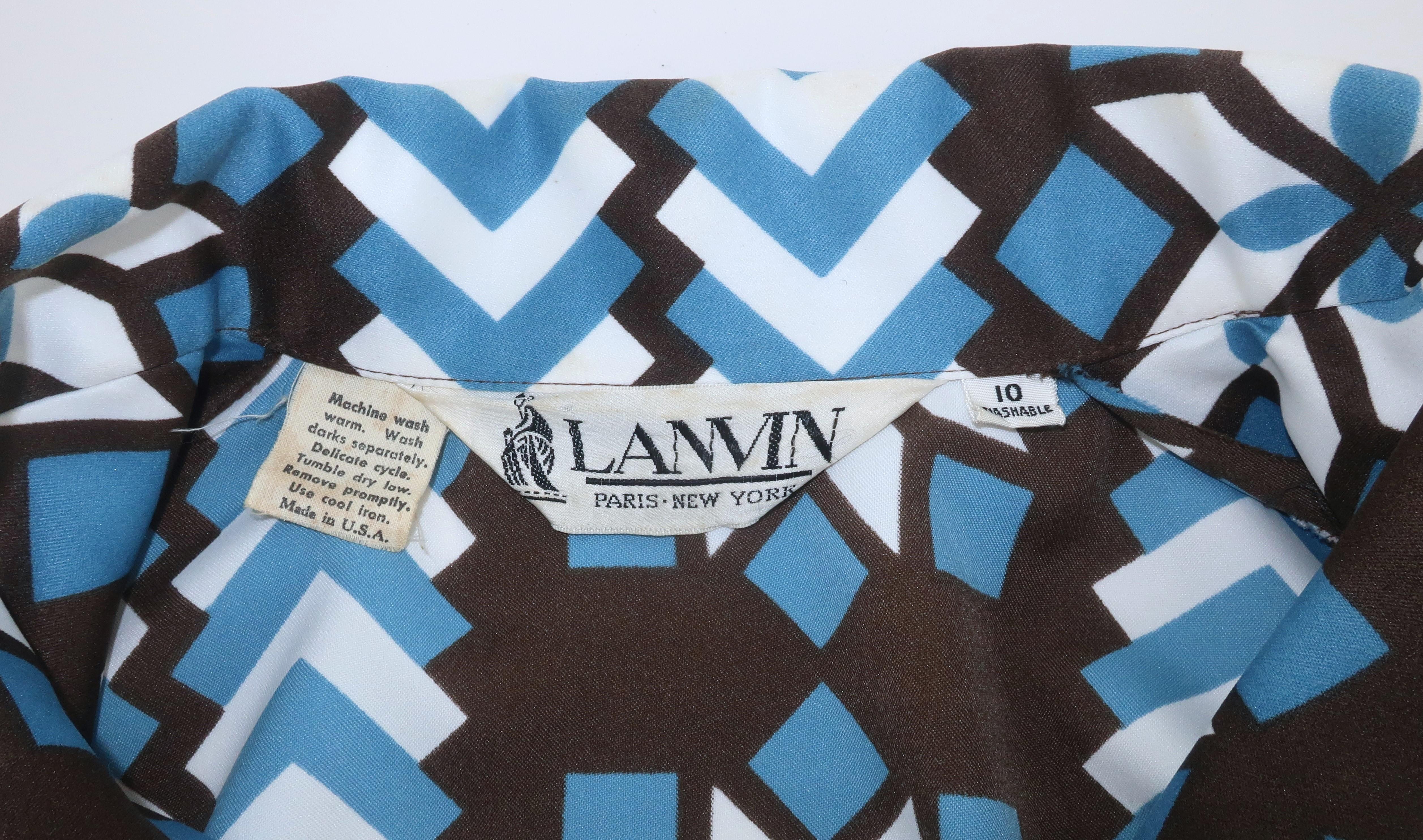 Lanvin Geometric Print Maxi Shirt Dress, 1970's 8