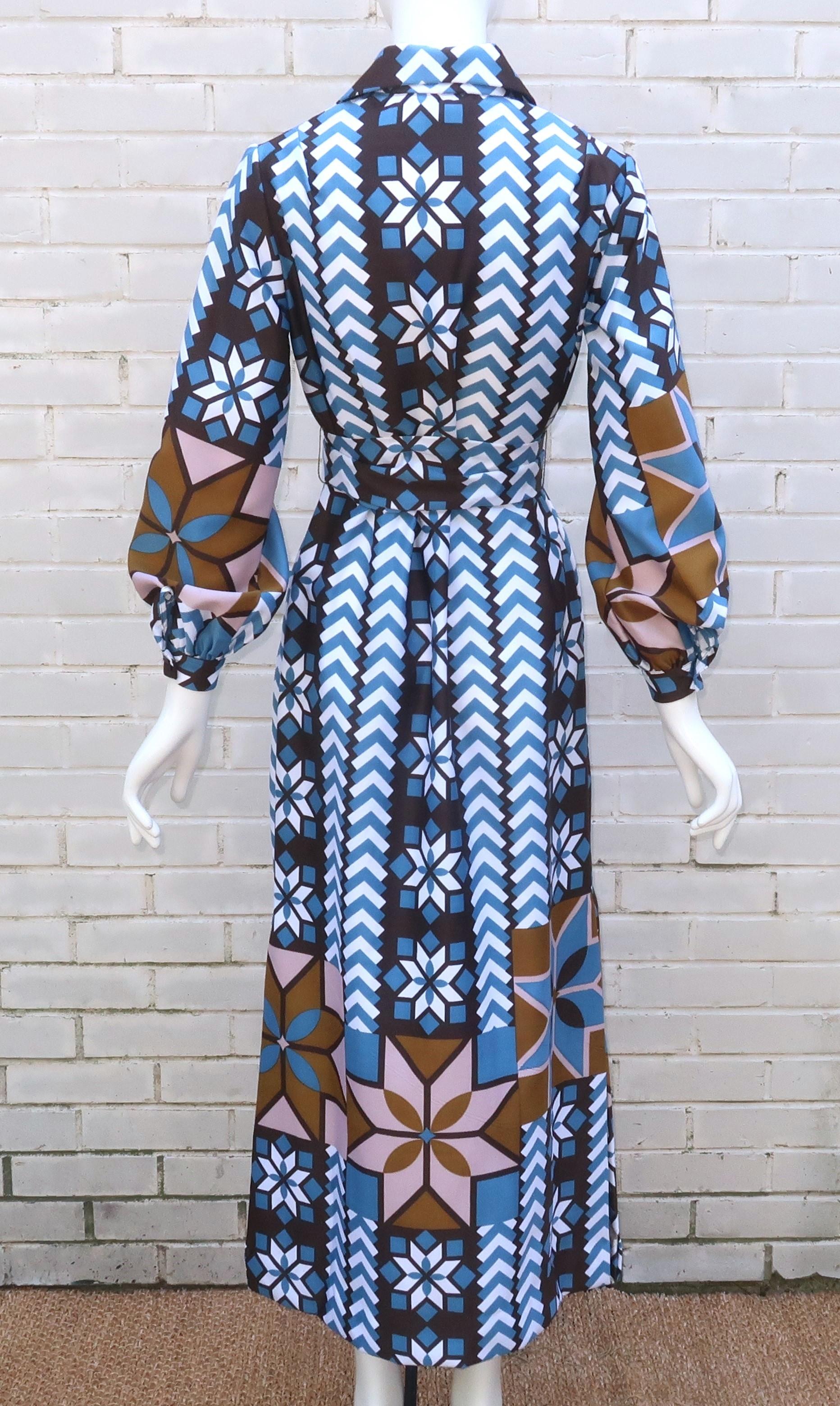 Lanvin Geometric Print Maxi Shirt Dress, 1970's 2