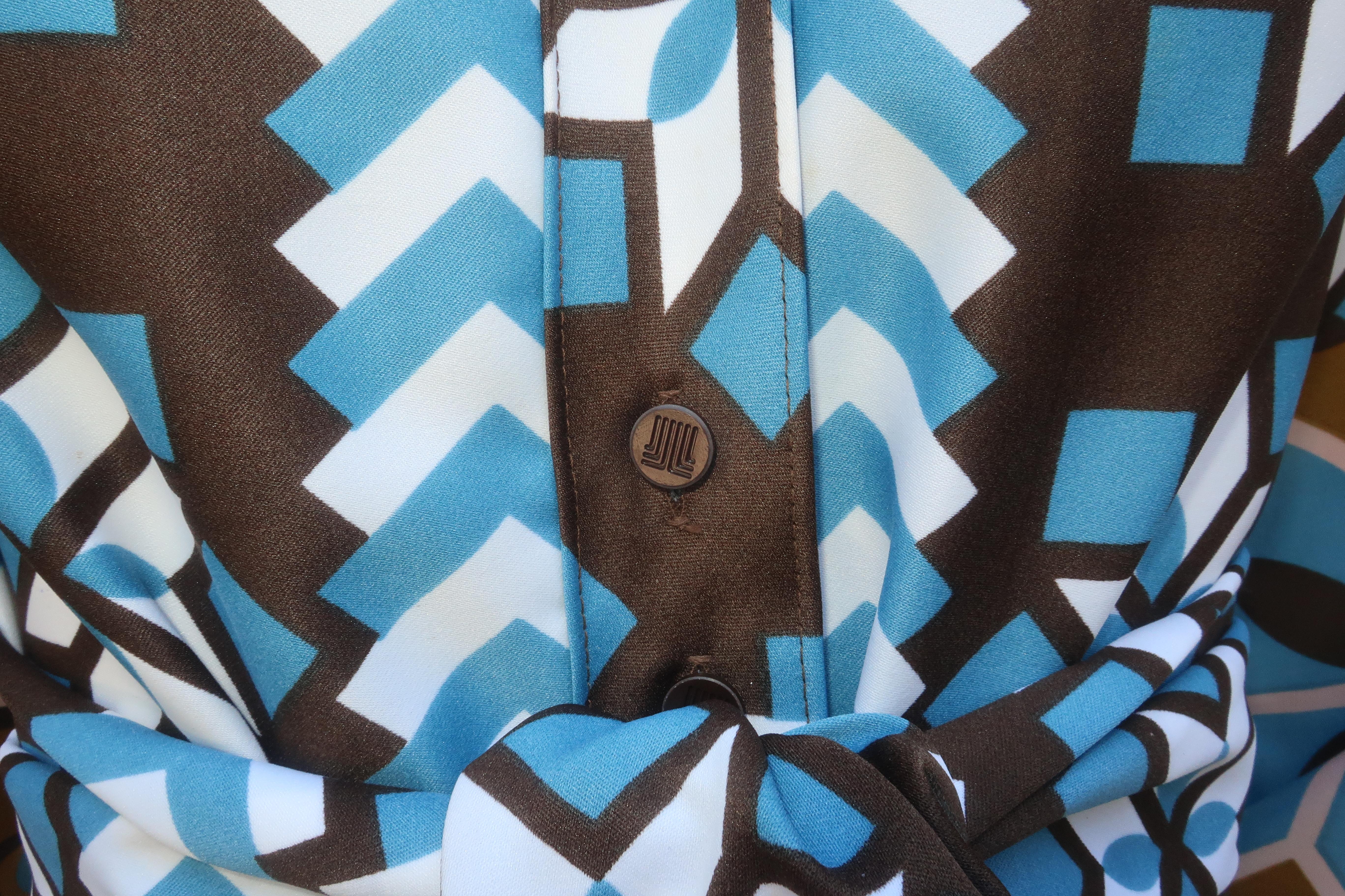 Lanvin Geometric Print Maxi Shirt Dress, 1970's 4