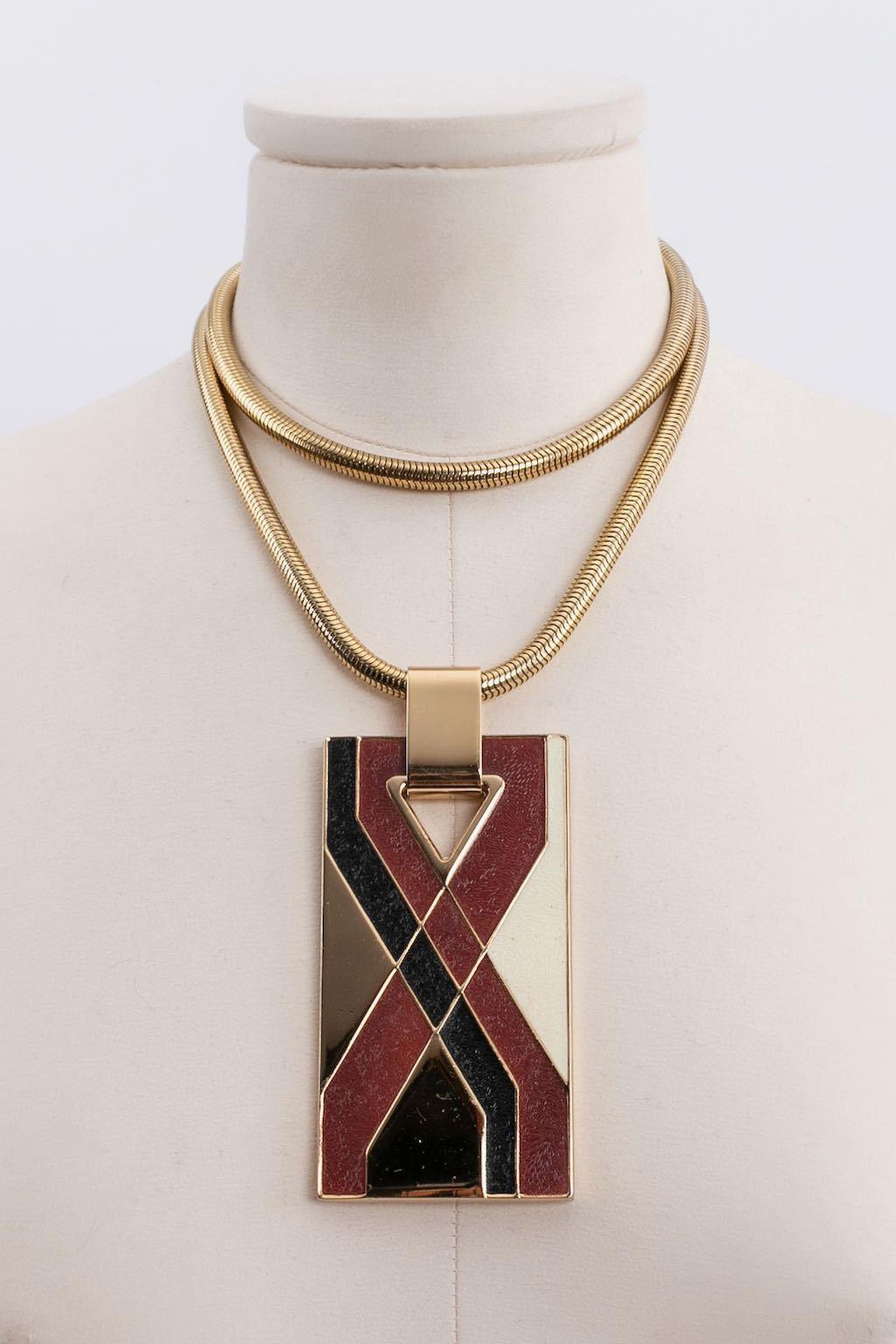 Women's Lanvin Gilded Metal Pendant Necklace For Sale
