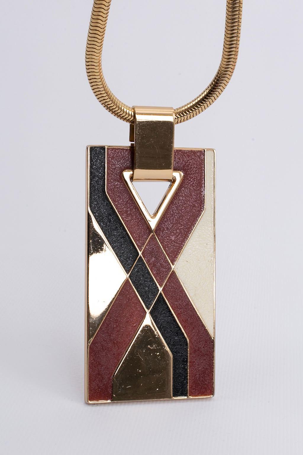 Lanvin Gilded Metal Pendant Necklace For Sale 1
