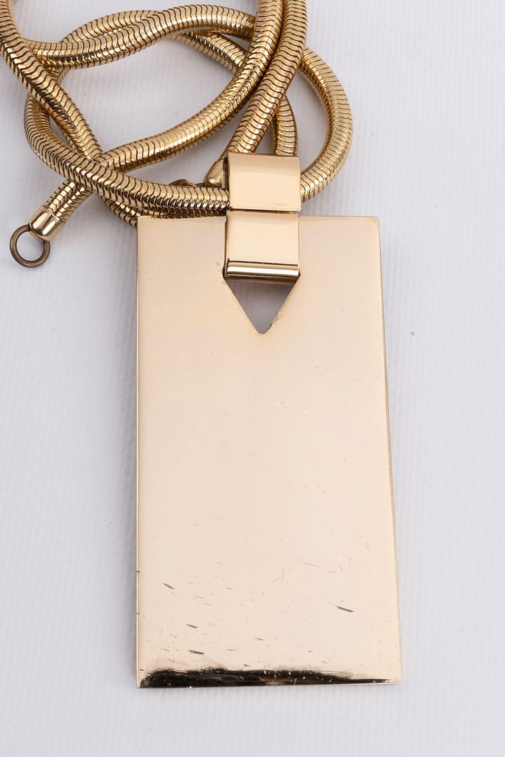 Lanvin Gilded Metal Pendant Necklace For Sale 2