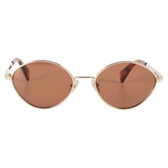 Lanvin Gold & Brown Tinted Oval Sunglasses