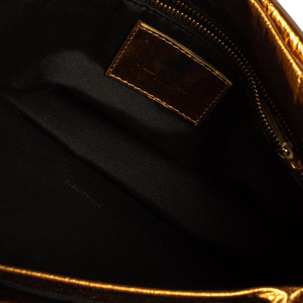 Lanvin Gold Leather Flap Shoulder Bag 2