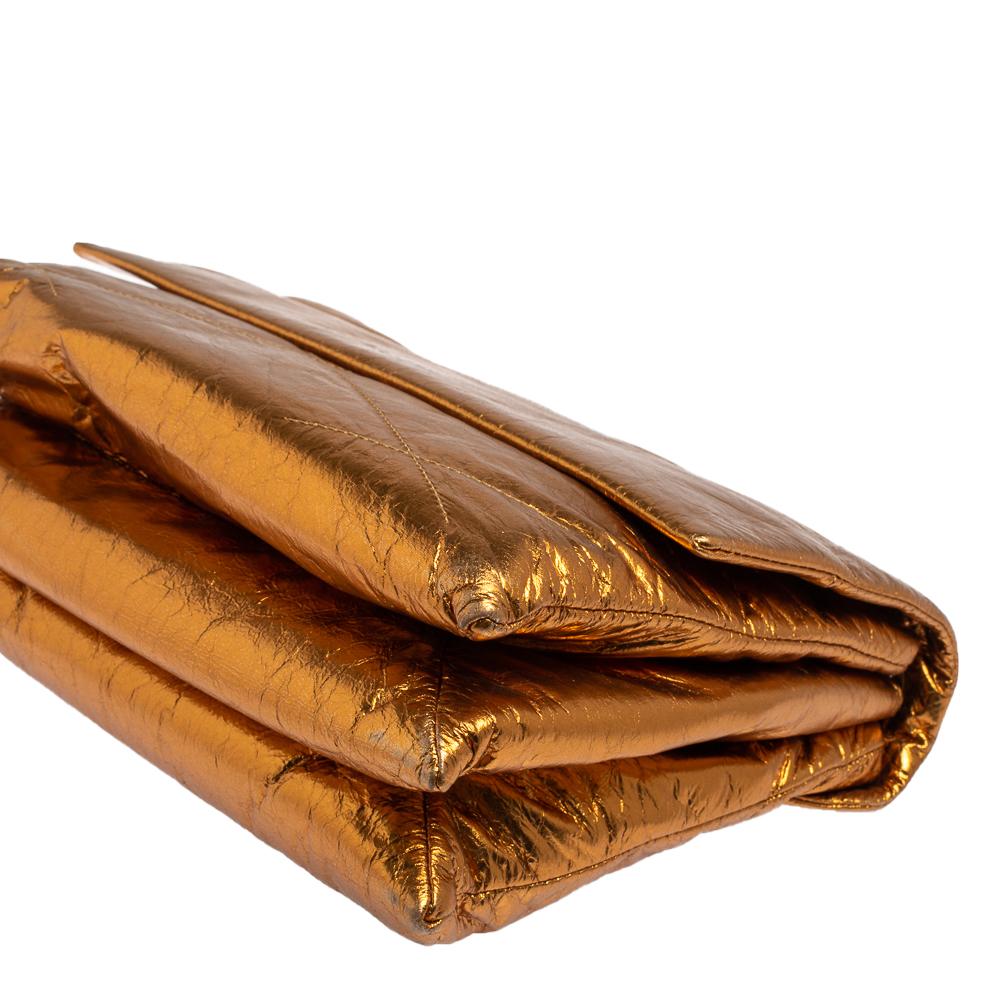 Lanvin Gold Leather Flap Shoulder Bag 3