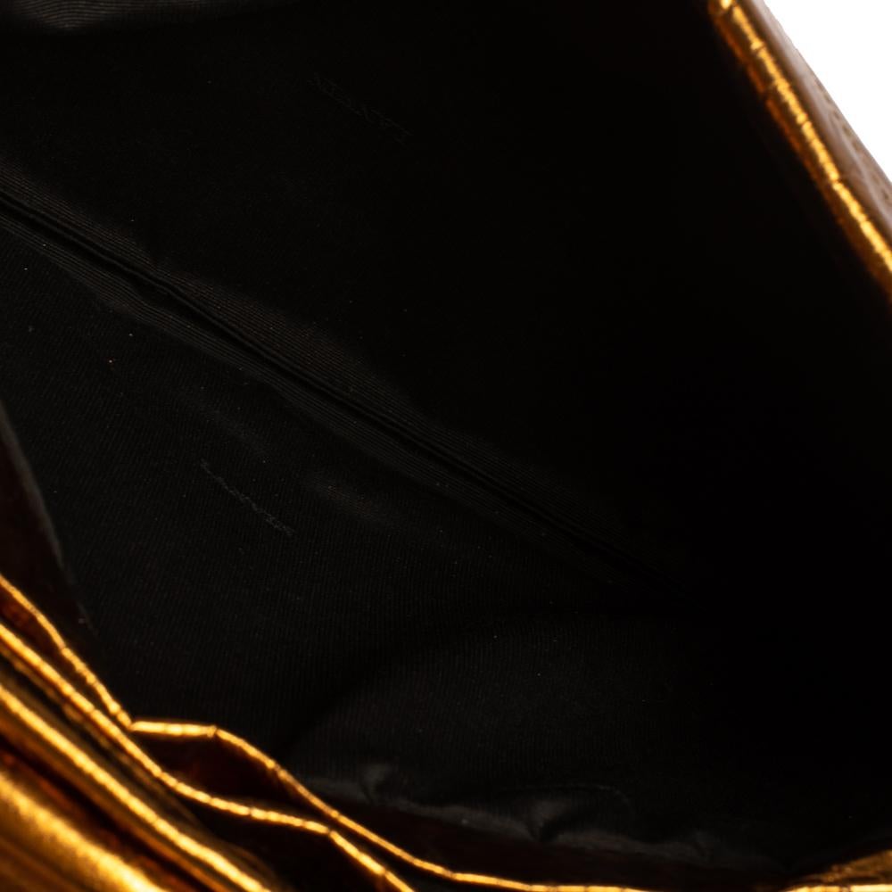 Lanvin Gold Leather Flap Shoulder Bag 4