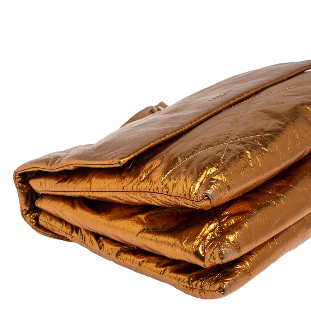 Lanvin Gold Leather Flap Shoulder Bag 6