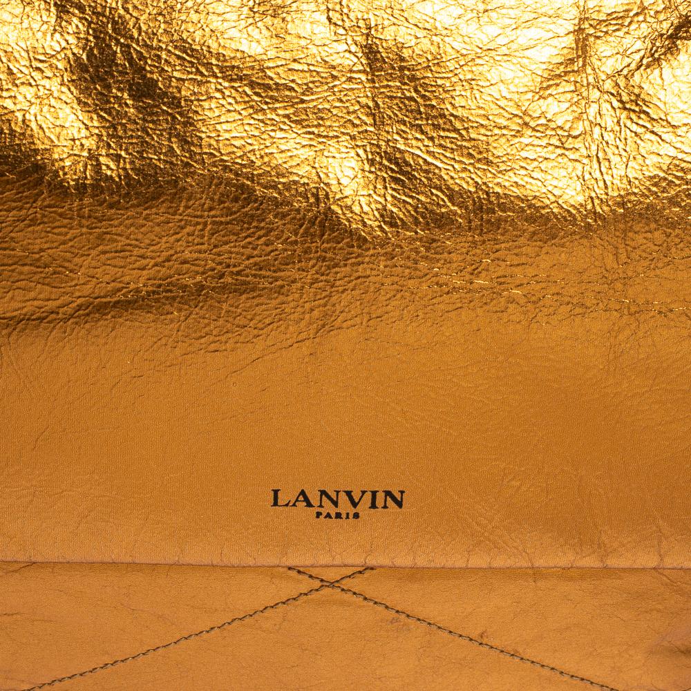 Brown Lanvin Gold Leather Flap Shoulder Bag