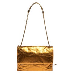 Lanvin Gold Leather Flap Shoulder Bag