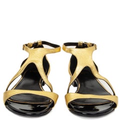 LANVIN gold leather Strap Sandals Shoes 39