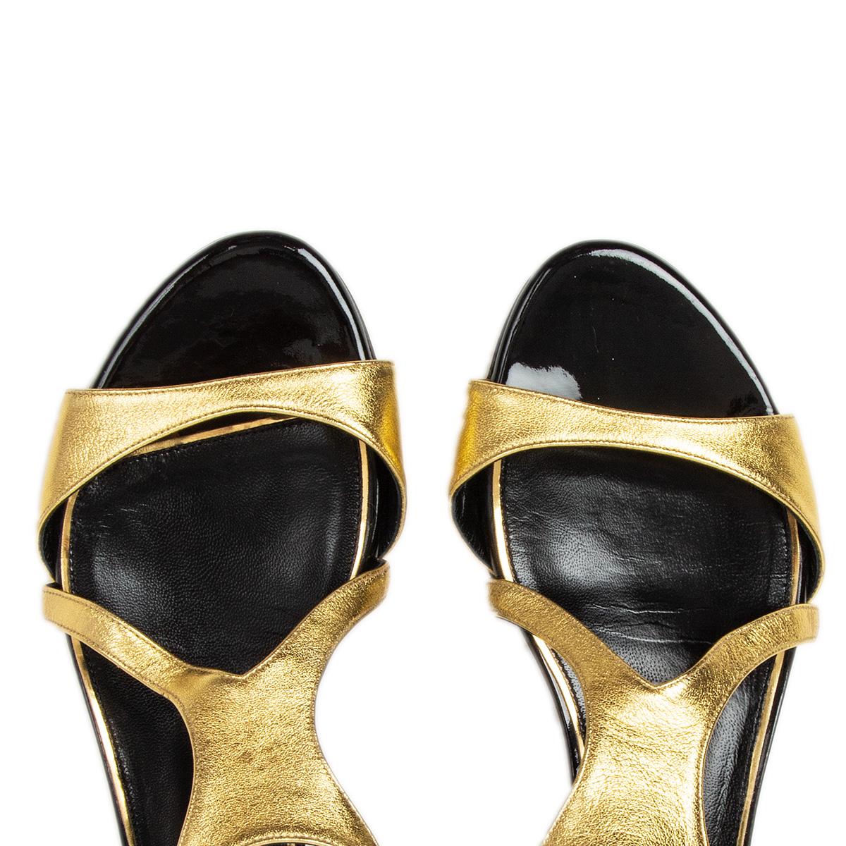 Women's LANVIN gold leather Strap Sandals Shoes 39 For Sale