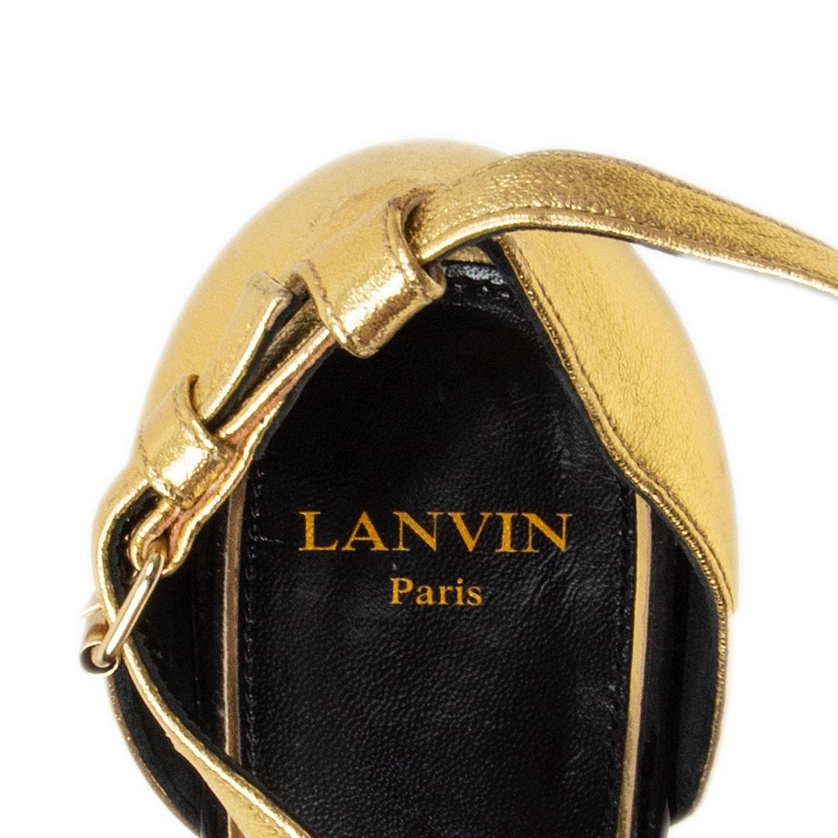 LANVIN gold leather Strap Sandals Shoes 39 For Sale 1