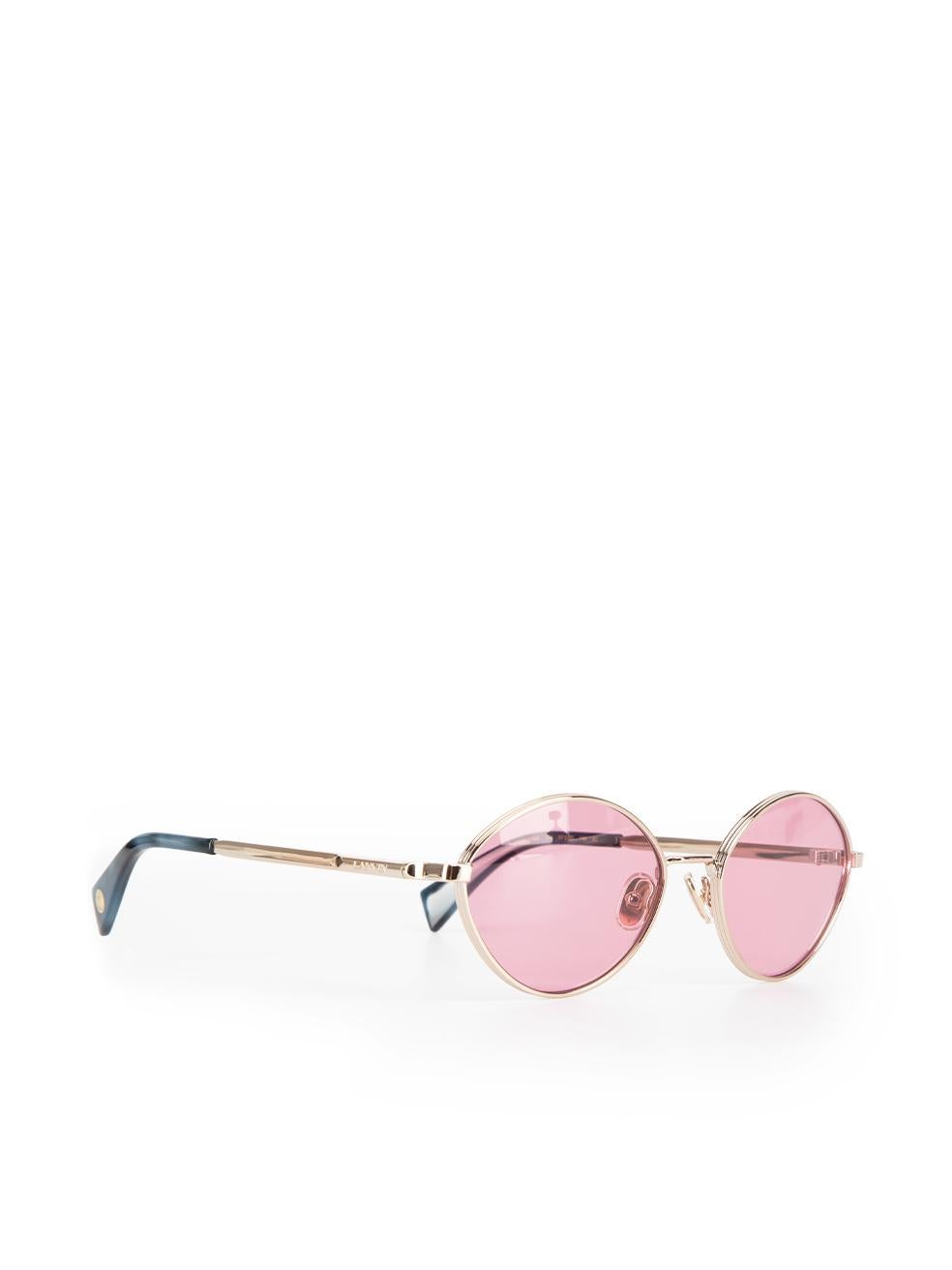 Pink Lanvin Gold Metal Tinted Oval Sunglasses