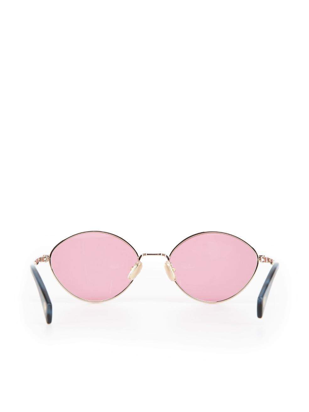 Lanvin Gold Metal Tinted Oval Sunglasses In New Condition In London, GB