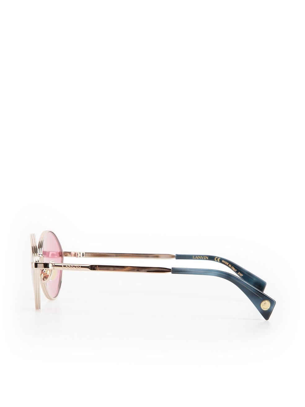 Women's Lanvin Gold Metal Tinted Oval Sunglasses