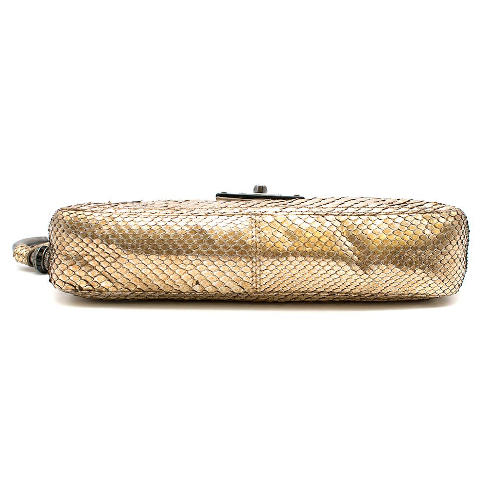Lanvin Gold Python Leather Wristlet Clutch 10cm In New Condition For Sale In London, GB