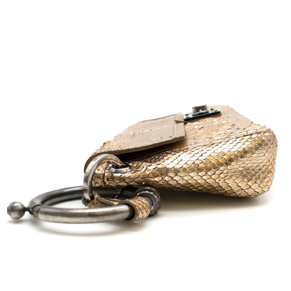 Women's Lanvin Gold Python Leather Wristlet Clutch 10cm For Sale