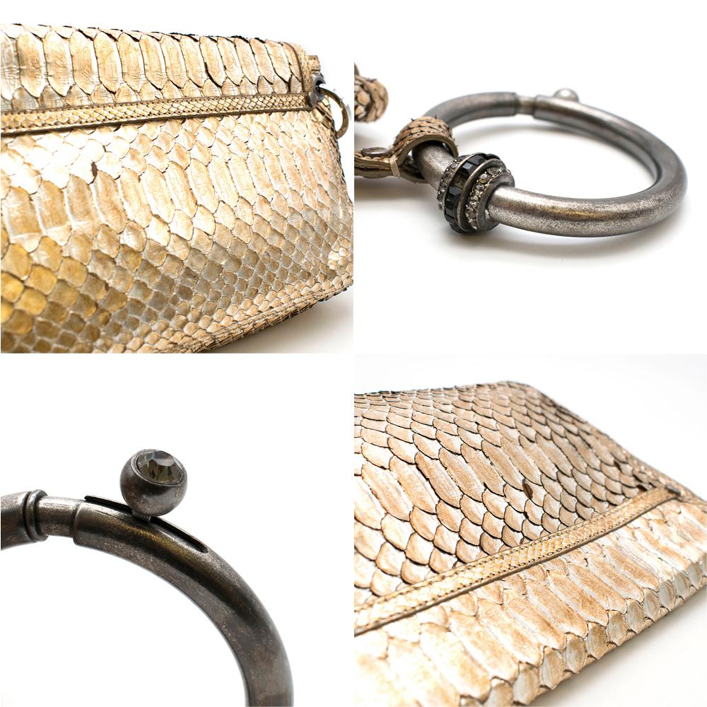 Lanvin Gold Python Leather Wristlet Clutch 10cm For Sale 2