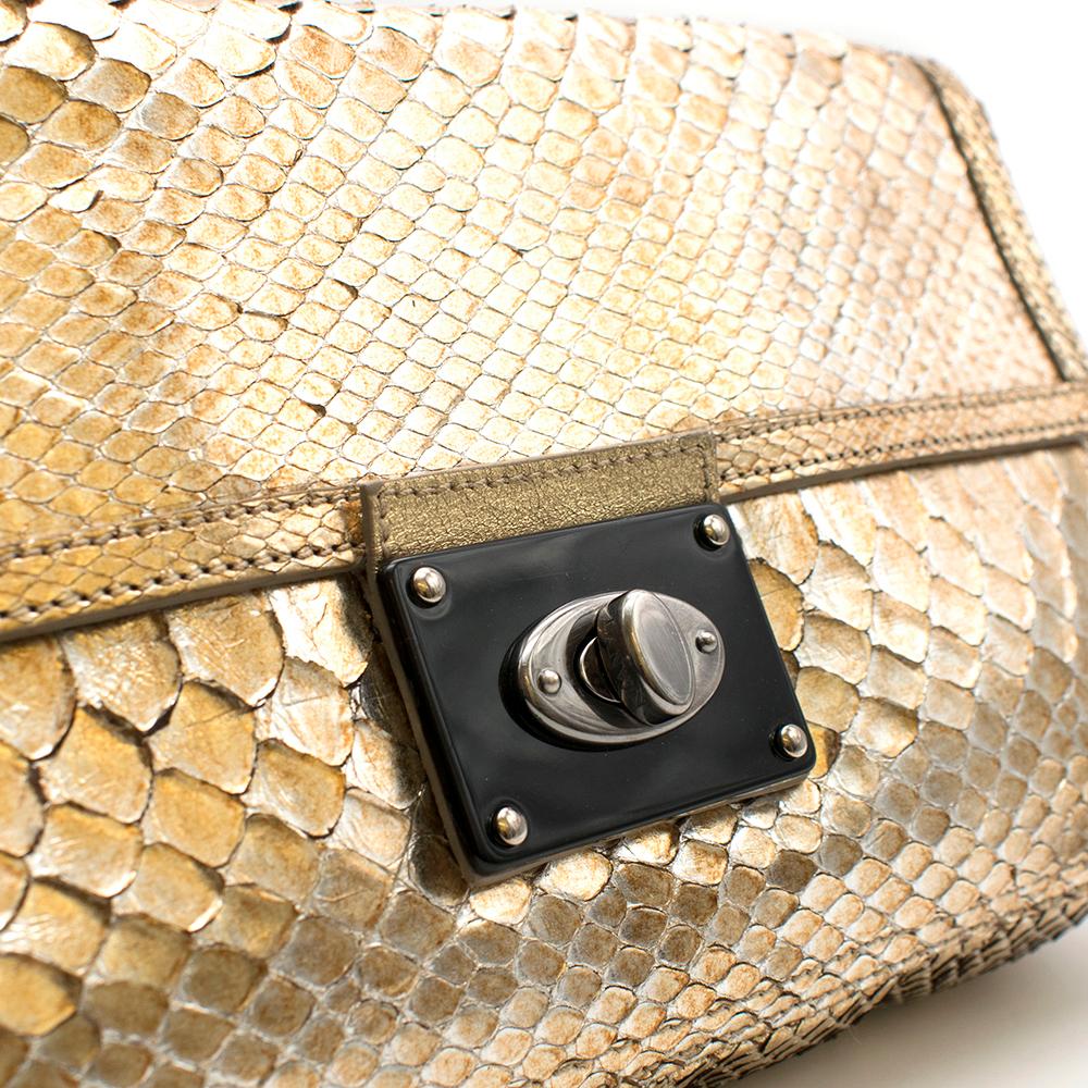 Lanvin Gold Python Leather Wristlet Clutch 10cm For Sale 4