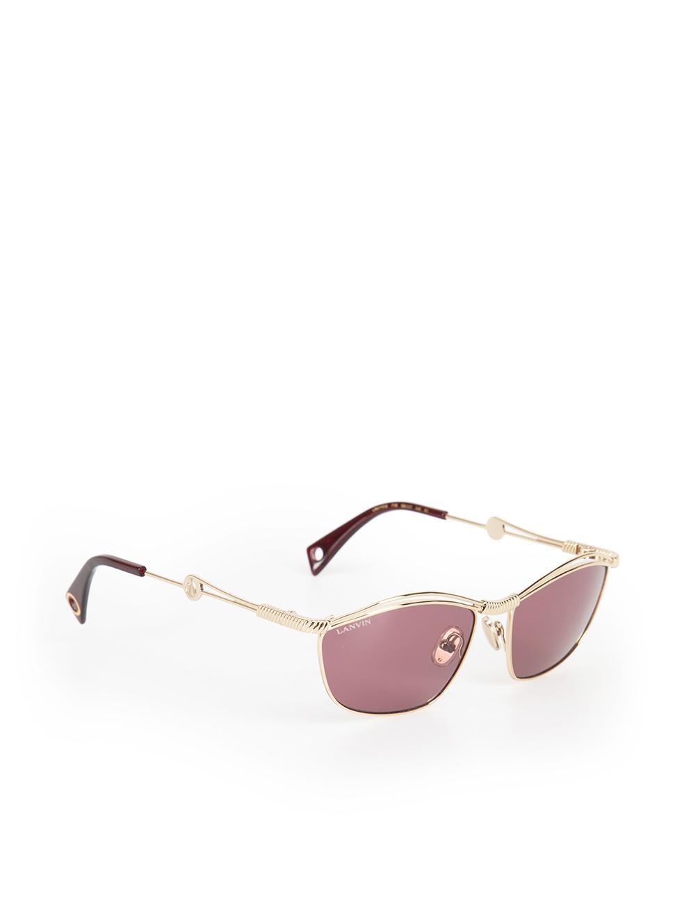 Brown Lanvin Gold & Ruby Tinted Oval Sunglasses For Sale