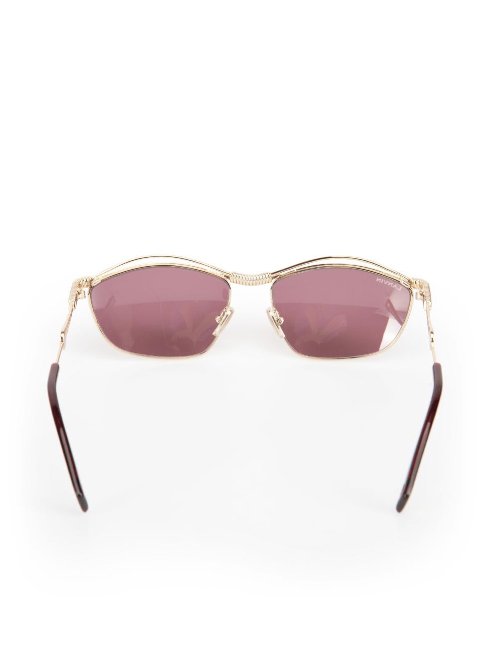 Lanvin Gold & Ruby Tinted Oval Sunglasses In New Condition For Sale In London, GB