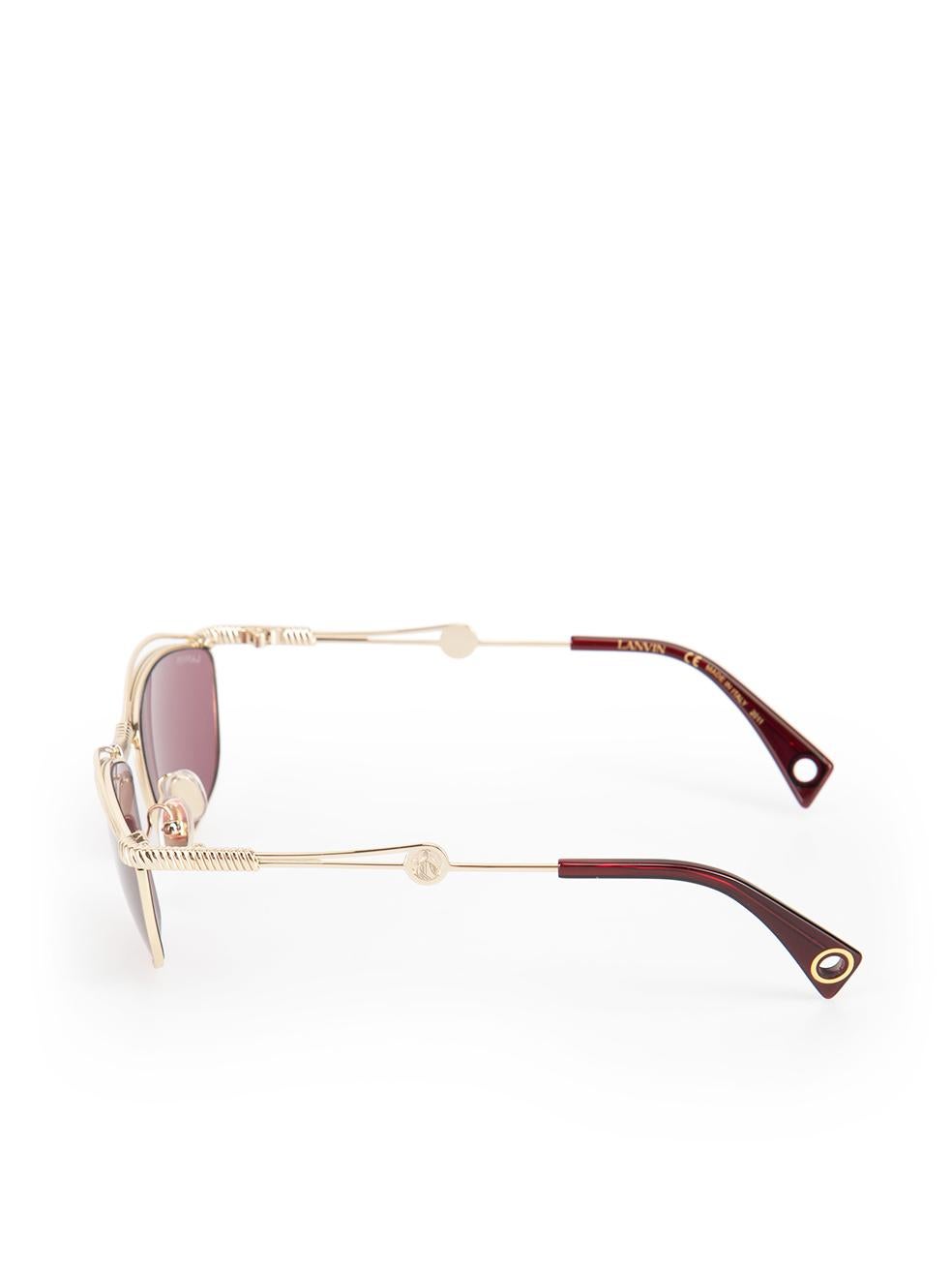 Women's Lanvin Gold & Ruby Tinted Oval Sunglasses For Sale
