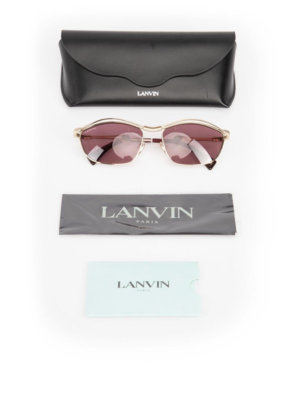 Lanvin Gold & Ruby Tinted Oval Sunglasses For Sale 3