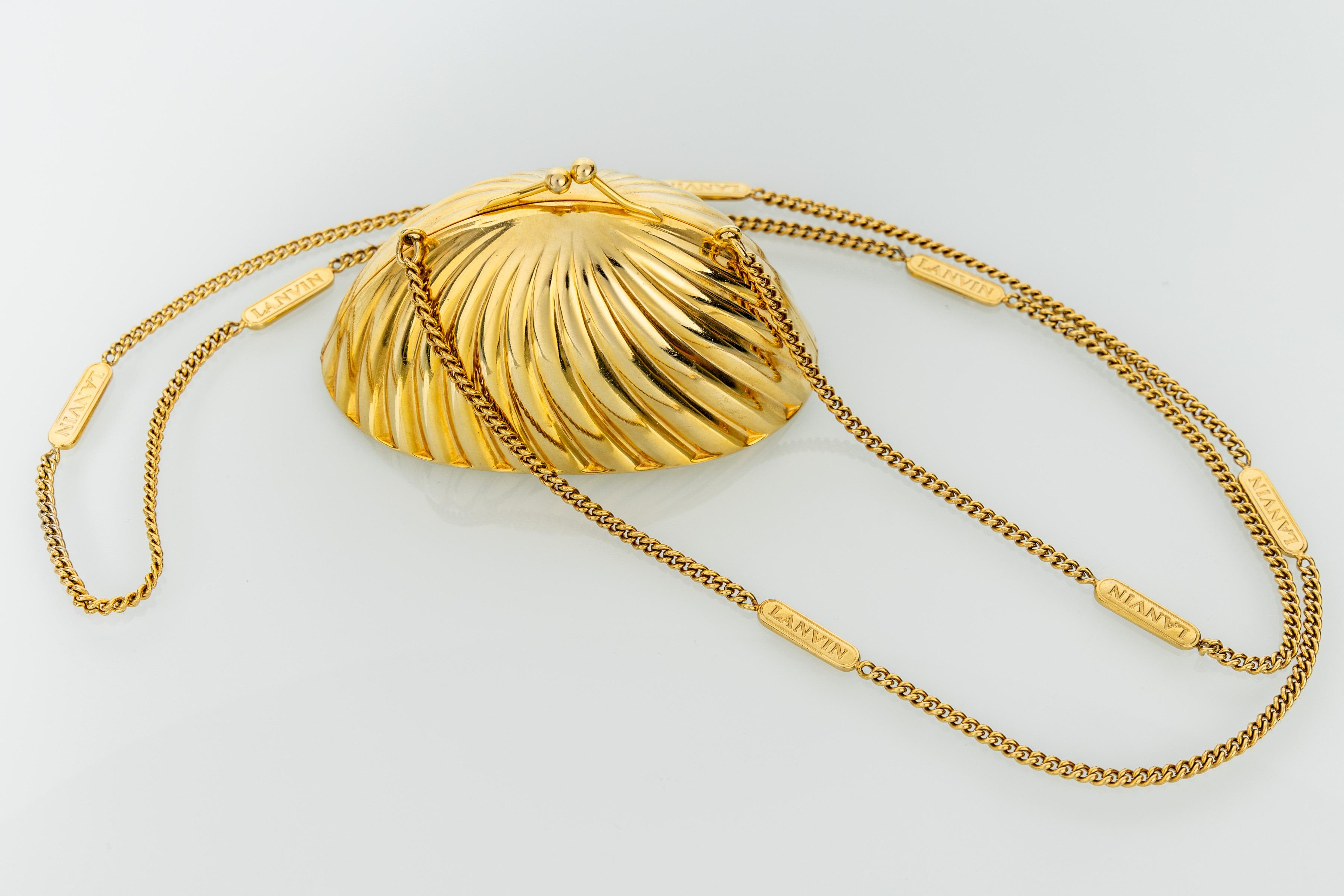 Oro Borsa Minaudière Lanvin con conchiglia d'oro in vendita
