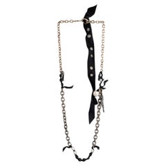 LANVIN gold & silver CRYSTAL WING & PEARL CHAIN Necklace