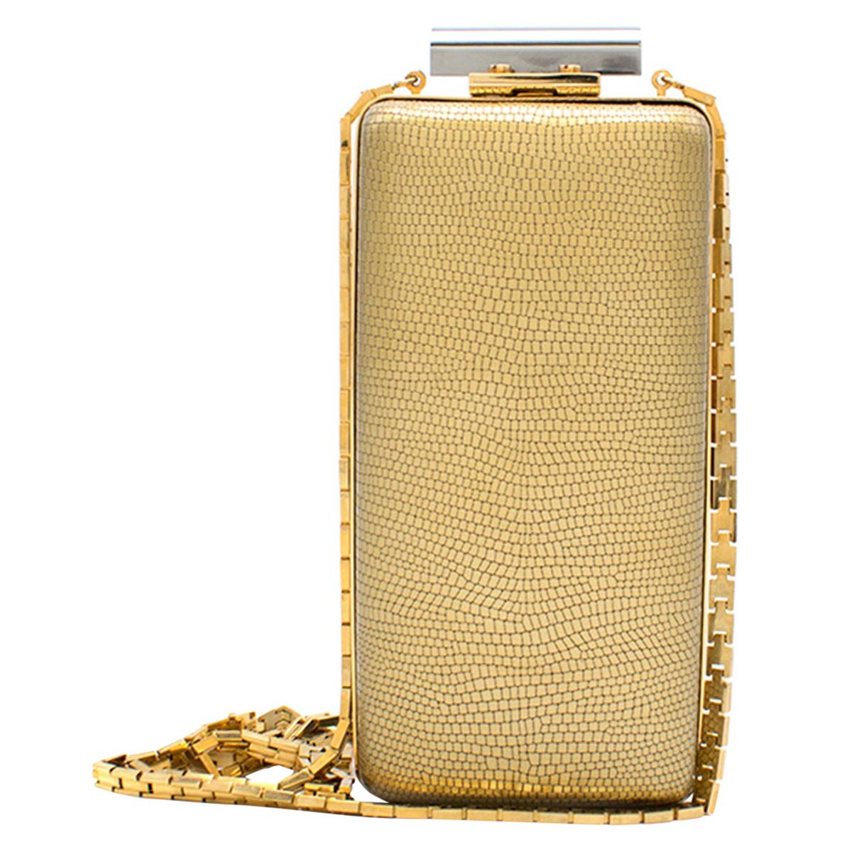 Lanvin Gold 
Silver Vertical Minaudiere Clutch Bag