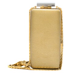 Lanvin Gold & Silver Vertical Minaudiere Clutch Bag