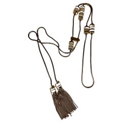 Lanvin Gold Tassel Metal Chain Necklace