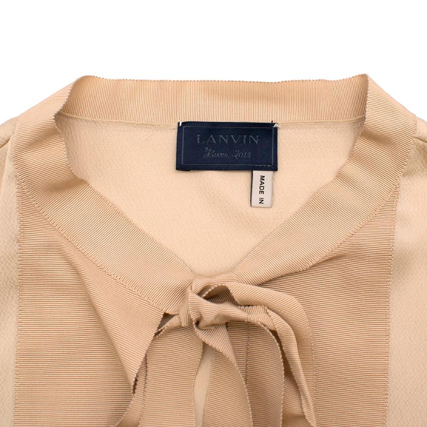 Women's Lanvin Gold Textured Pussy Bow Blouse - Size S For Sale