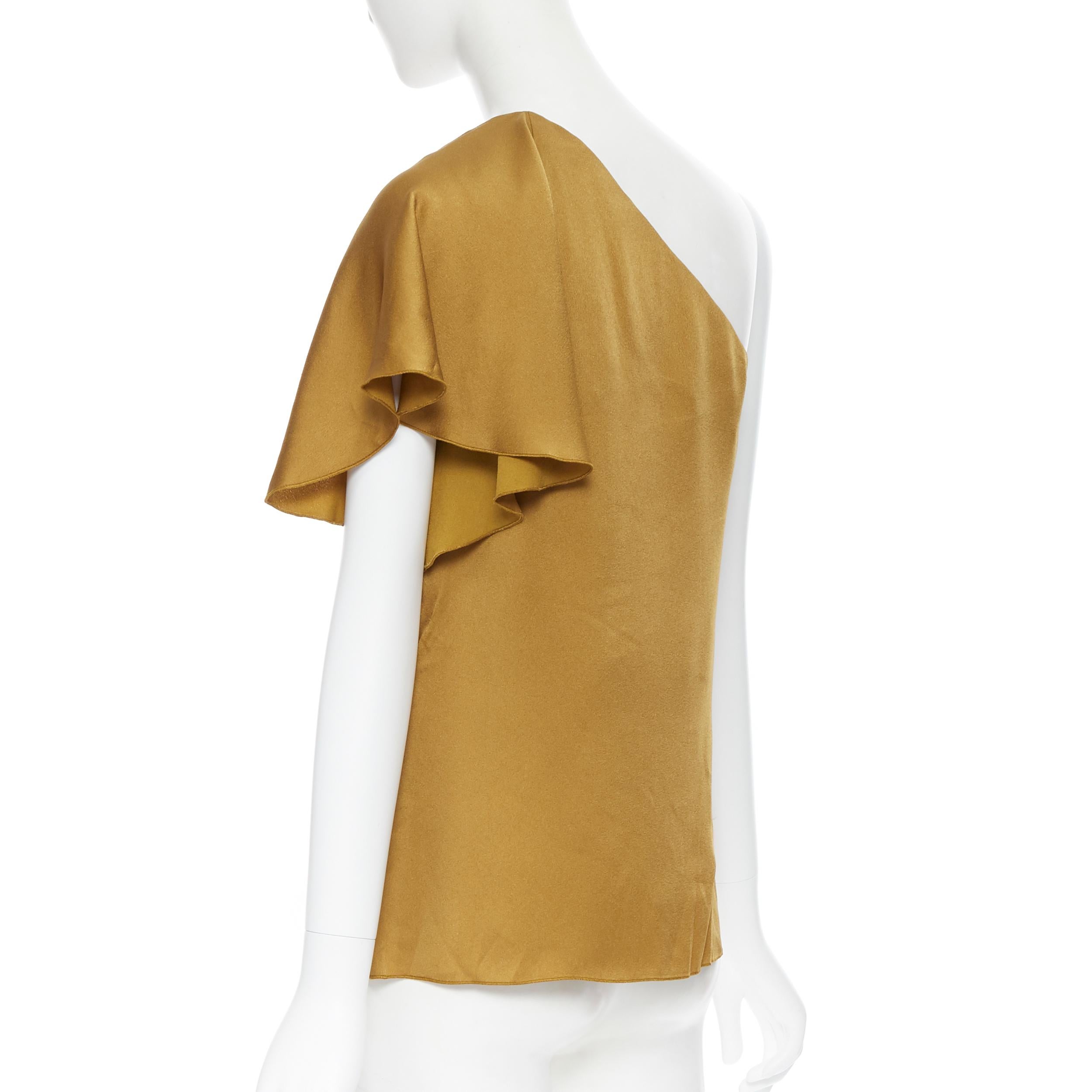 LANVIN gold viscose acetate layered one shoulder evening top FR36 XS In Excellent Condition In Hong Kong, NT