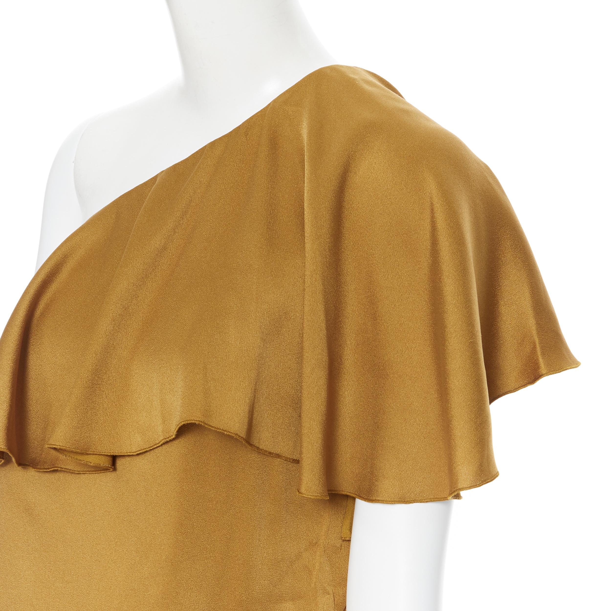 Women's LANVIN gold viscose acetate layered one shoulder evening top FR36 XS