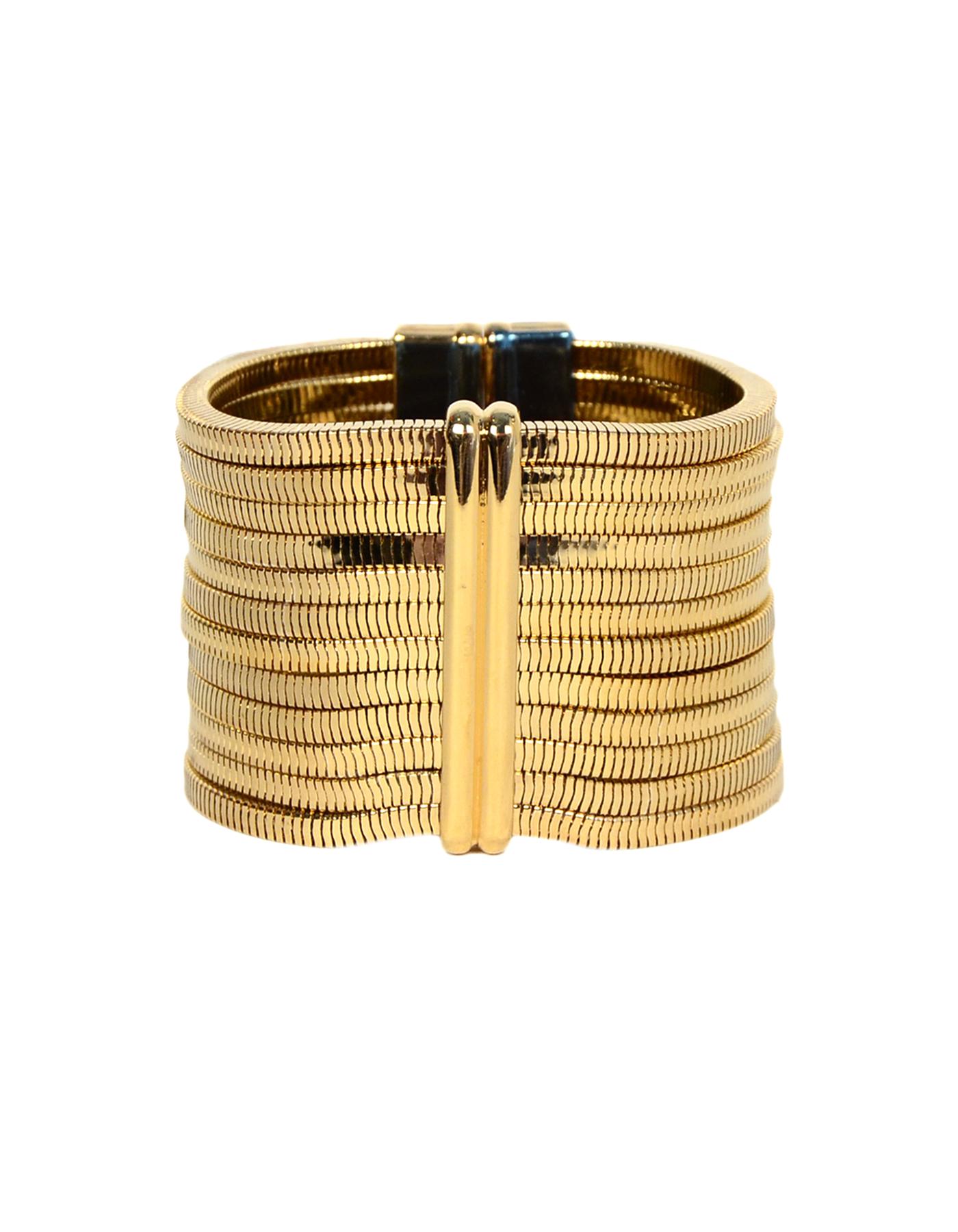 Lanvin Goldtone White Crystal-Embellished Multistrand Snake-Chain Bracelet In Excellent Condition In New York, NY