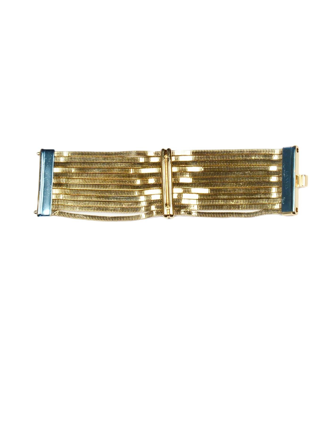 Women's Lanvin Goldtone White Crystal-Embellished Multistrand Snake-Chain Bracelet