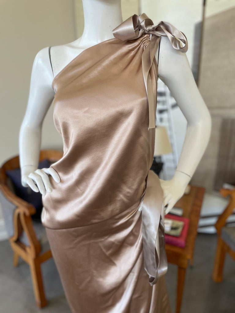 Lanvin Gorgeous Golden One Shoulder Silk Charmeuse Goddess Gown 1