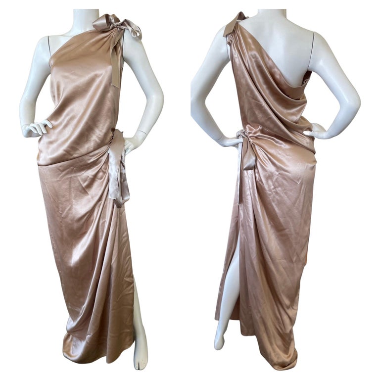 Lanvin Gorgeous Golden One Shoulder Silk Charmeuse Goddess Gown