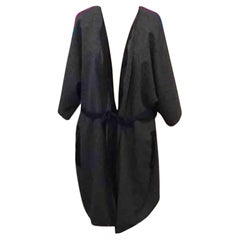Cappotto da auto Lanvin in lana grigia con cintura a nastro blu