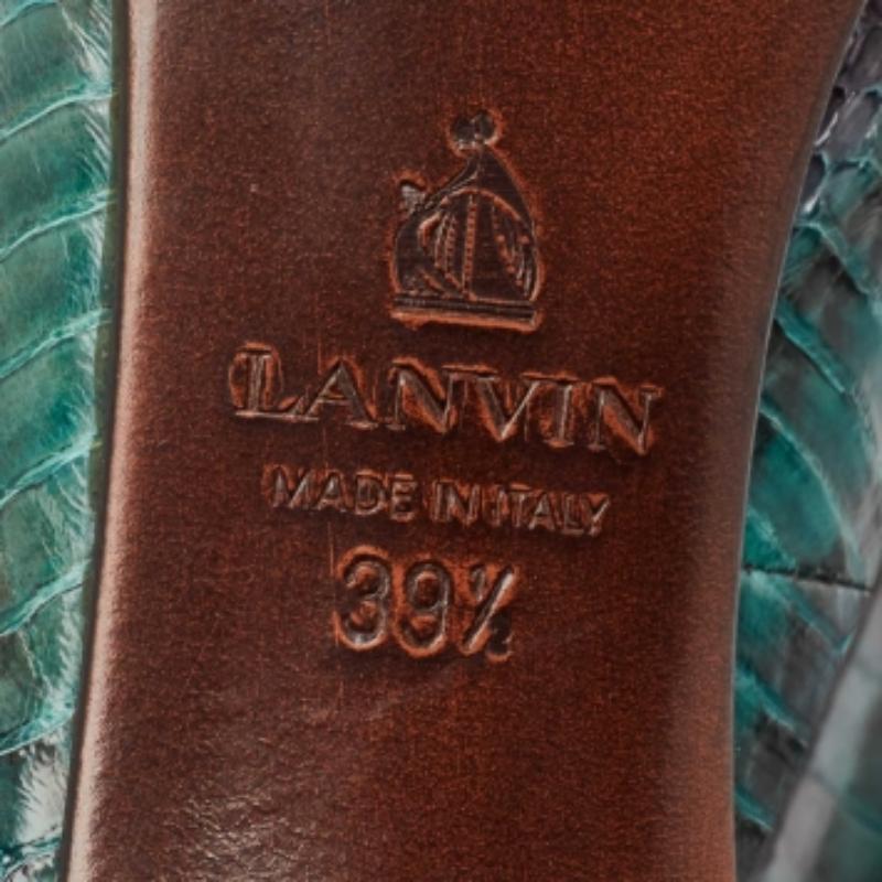 Lanvin Bombas con lazo de pitón verde/negro tamaño 39.5 3