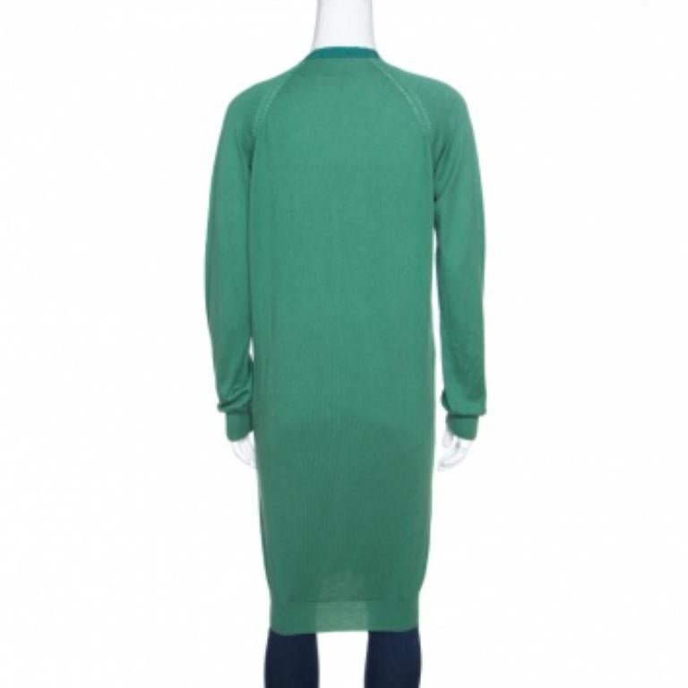 Lanvin Verde Mezcla de Cachemira Chaqueta Larga con Botones Delanteros S en venta 1
