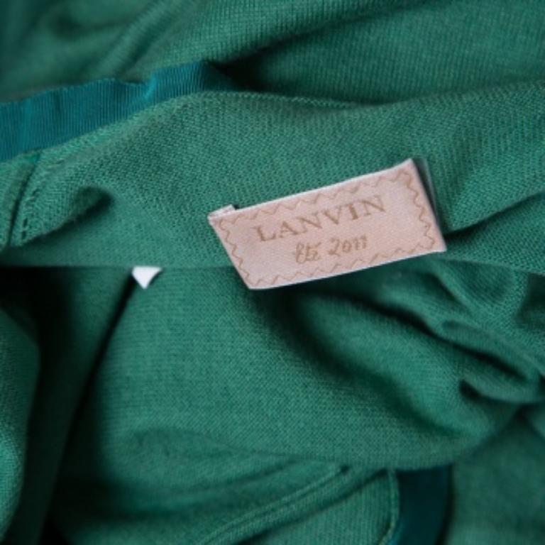 Lanvin Verde Mezcla de Cachemira Chaqueta Larga con Botones Delanteros S en venta 2
